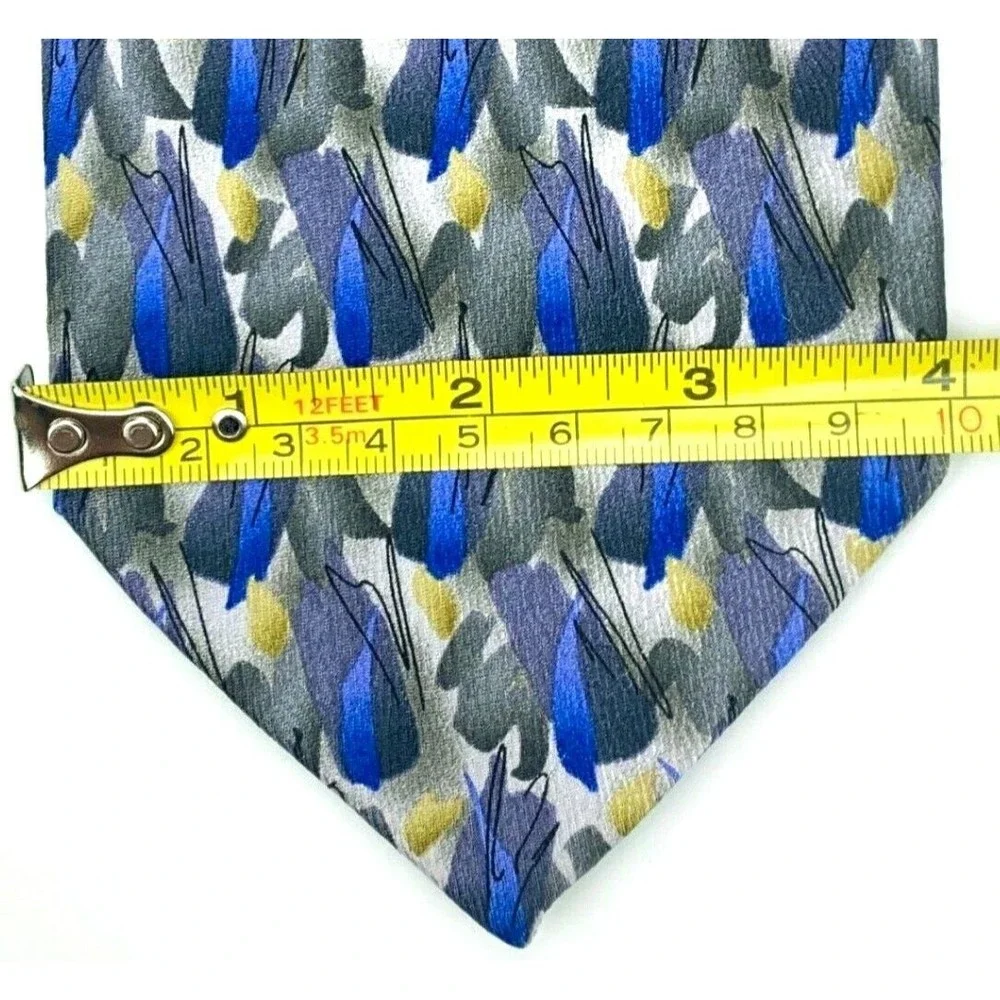 JERRY J GARCIA Artist Tie Blue Purple Gray Yellow Black 100% Silk Mens Necktie